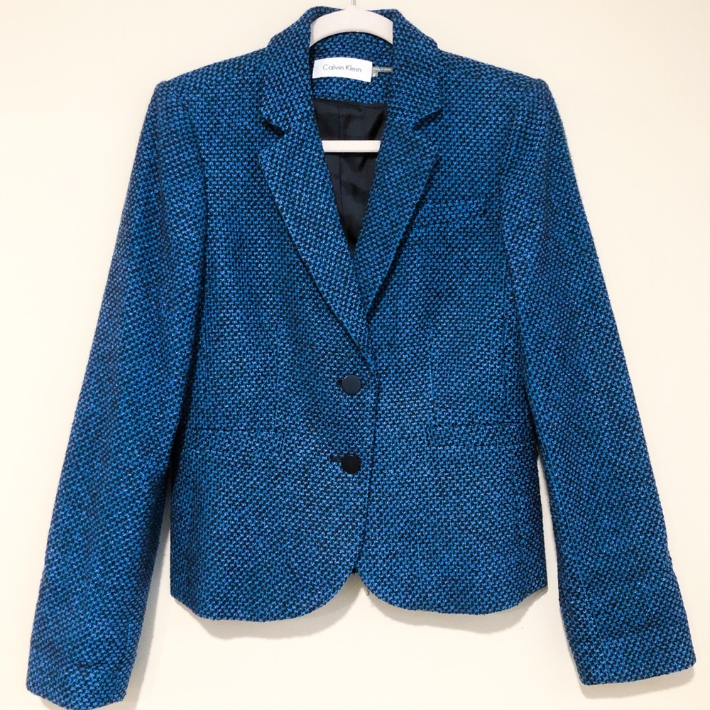 Calvin Klein Tweed Two Button Blazer Jacket